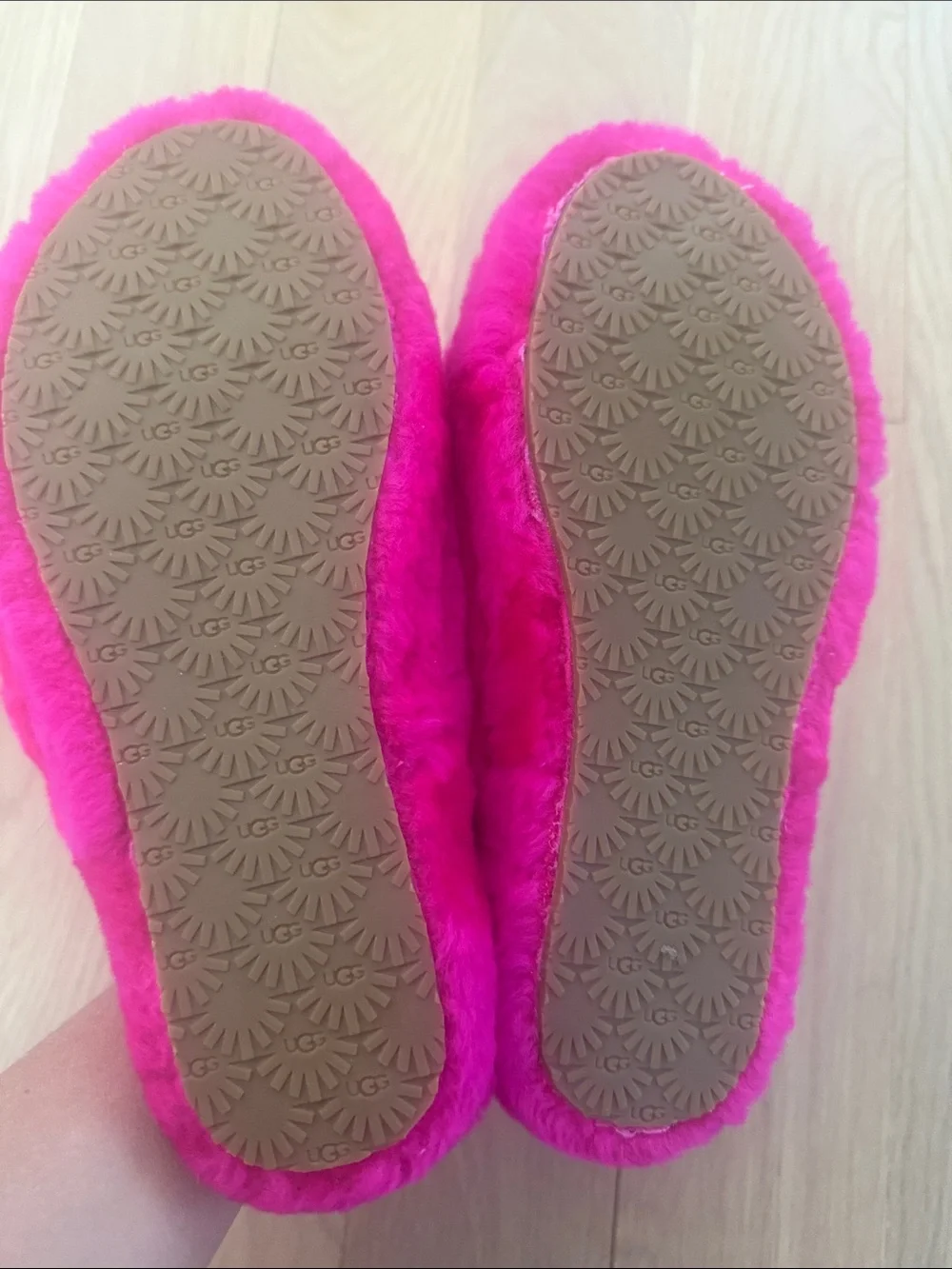 UGG Hot Pink Plush Slide Sandals